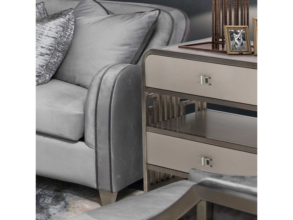 Michael Amini Roxbury Park Metal Nightstand - Stainless Steel