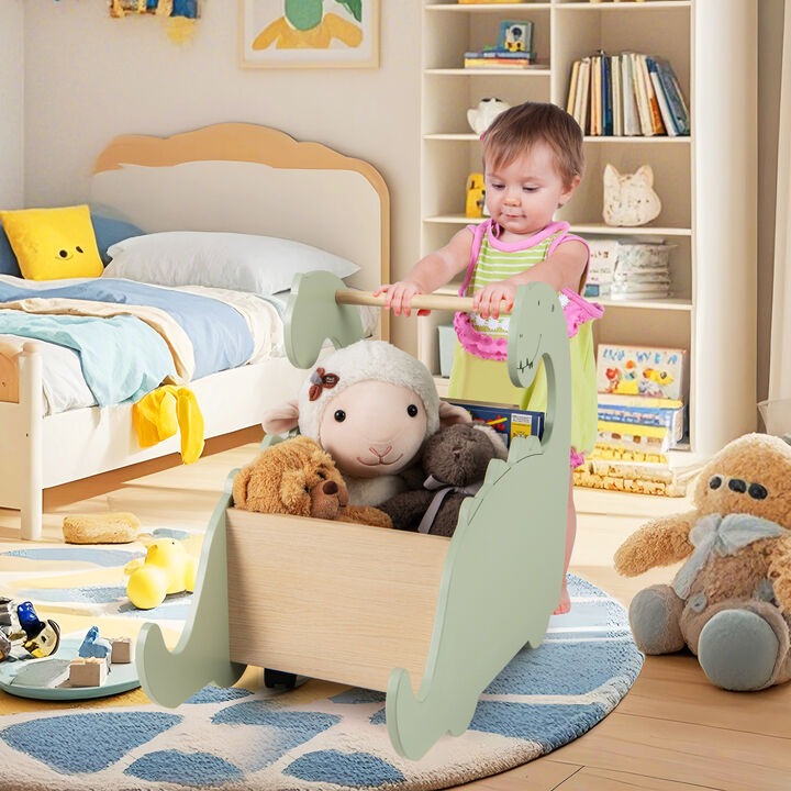 2-in-1 Wooden Baby Push Walker with Handle Toy for Early Walking and Play