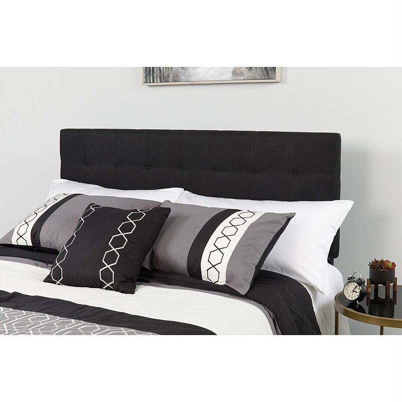 Hivvago Queen size Modern Black Fabric Upholstered Panel Headboard