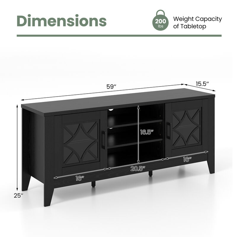 Farmhouse TV Stand for TVs Up to 65 Inches 4 Adjustable Shelves