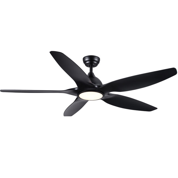 60 In Integrated LED Ceiling Fan Lighting With Black Abs Blade