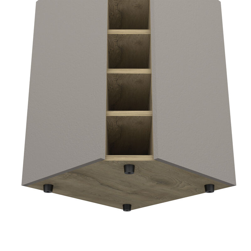 DEPOT E-SHOP Mecca Corner Bar Cabinet, Ten Built-in Wine Rack, Macadamia / Taupe