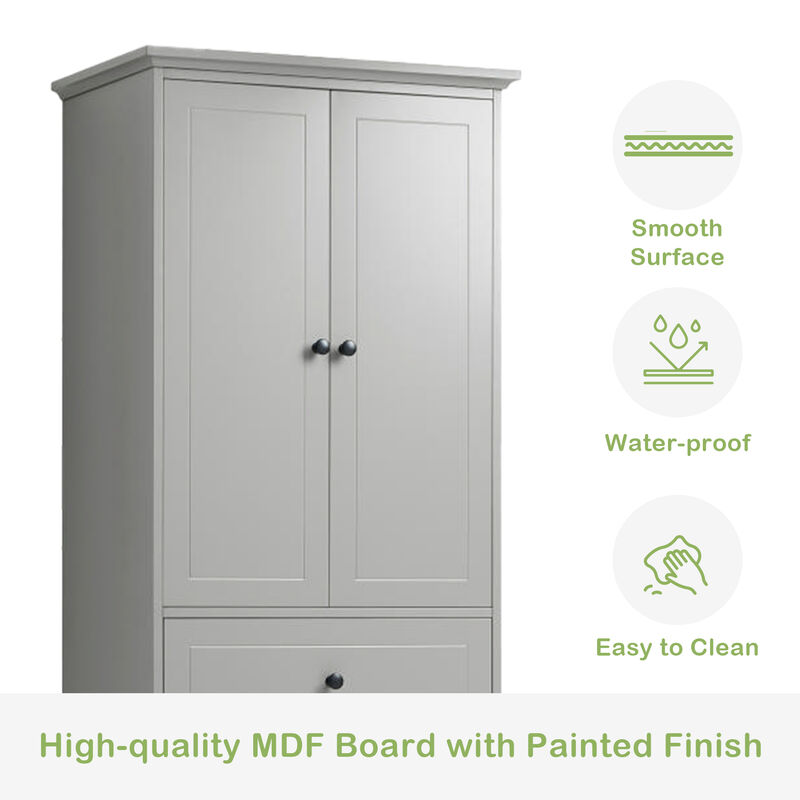 Merax Modern Bathroom Storage Cabinet with 2 Doors and 4 Drawers