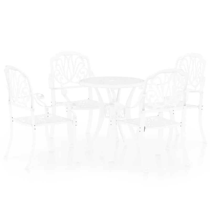 vidaXL 5 Piece Bistro Set Cast Aluminum White