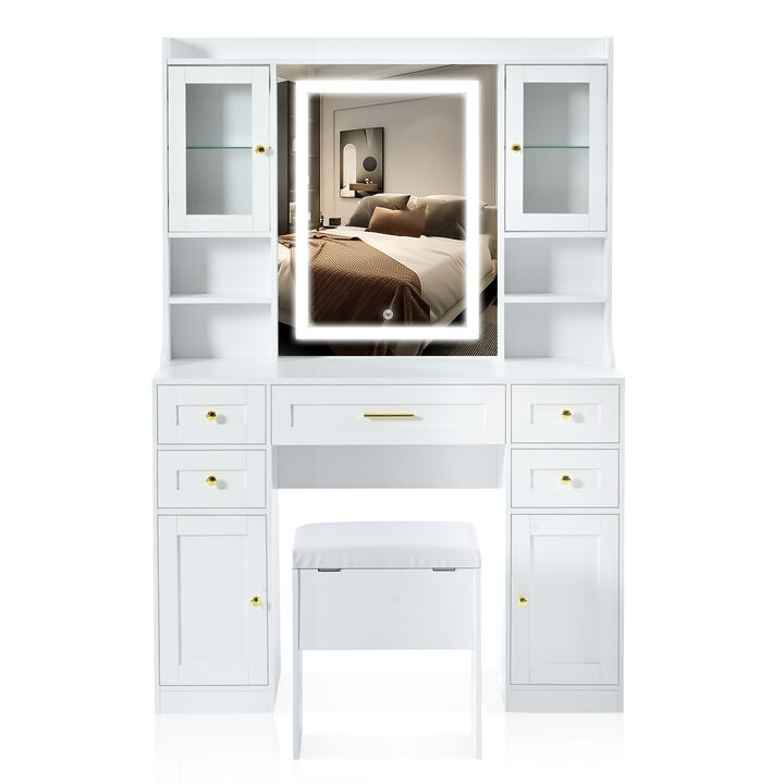 Merax Dressing Desk and Storage Stool Makeup Vanity Set