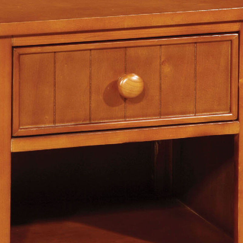 Omnus Wood Night Stand, Oak Finish-Benzara