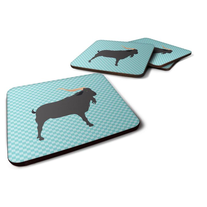 Caroline's Treasures Verata Goat Blue Check Decorative Coasters, 3.5, Multicolor