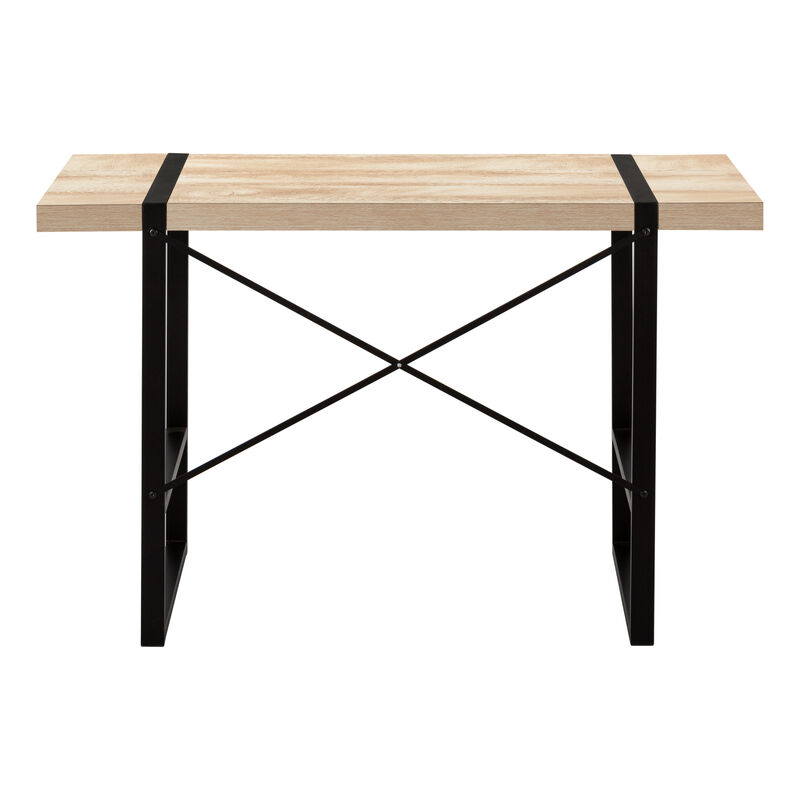 Monarch Specialties I 7658 Computer Desk, Home Office, Laptop, 48"L, Work, Metal, Laminate, Natural, Black, Contemporary, Modern