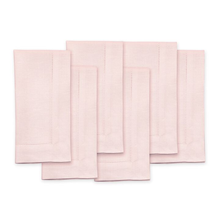 Solino Home 100% Pure Linen Dinner Napkins 20 x 20 Inch Set of 6 | Classic Hemstitch