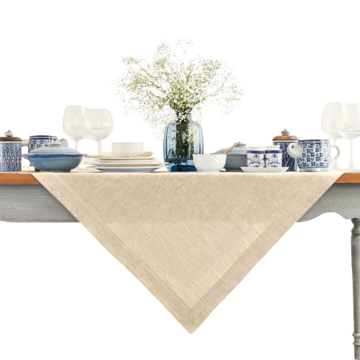 Solino Home 100% Pure Linen Table Throw 52 x 52 Inch | Athena
