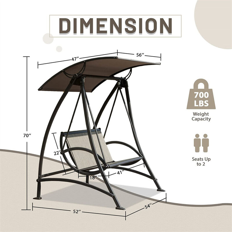 Adjustable Canopy Patio Swing with Steel Frame