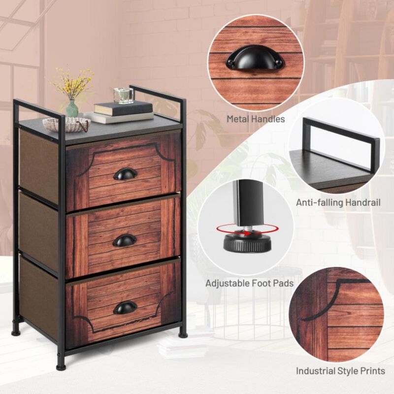 Hivvago Industrial 3-Layers Fabric Dresser with Fabric Drawers and Steel Frame