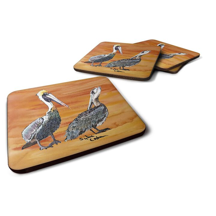 Caroline's Treasures 8407FC Bird-Pelican Foam Coasters (Set of 4), 3.5 H x 3.5 W, Multicolor