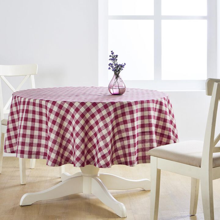 Solino Home 100% Pure Linen Round Tablecloth |Morgan Check