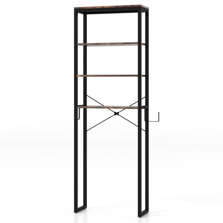 Hivvago 4-Tier Freestanding Over the Toilet Storage Rack-Rustic Brown