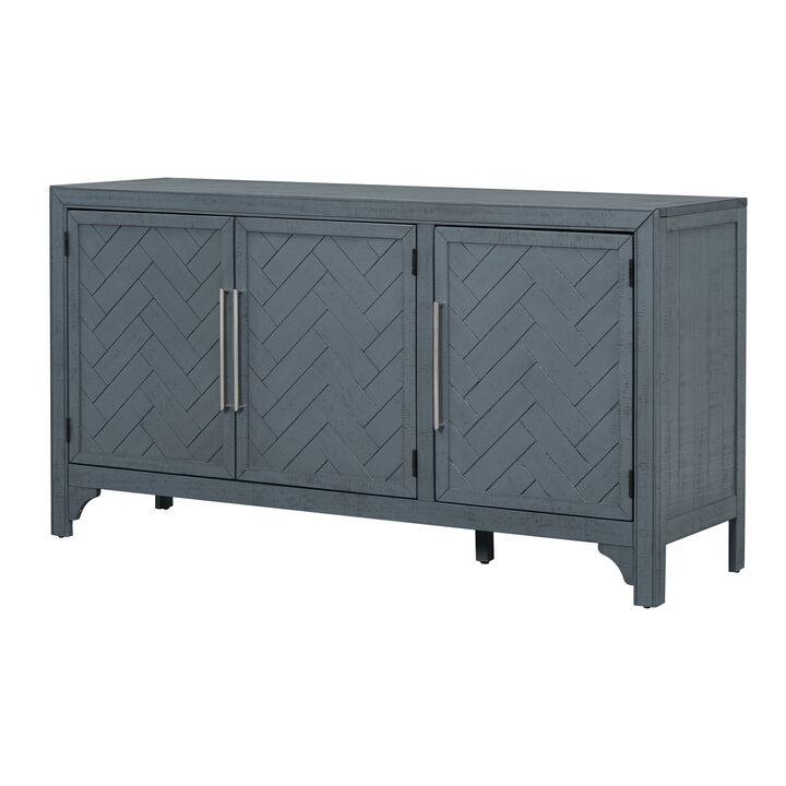 U_Style Designed Storage Cabinet Sideboard with MDF+Pine veneer , Adjustable Shelves, Suitable for Living Rooms, Entrance and Study Rooms