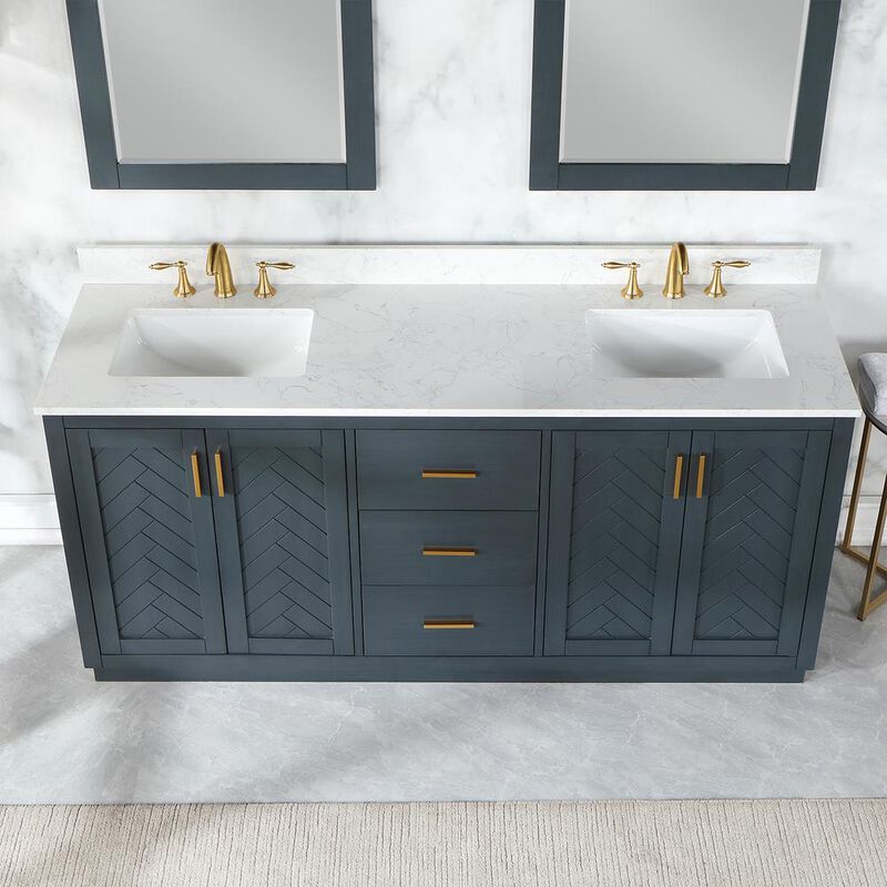 Altair 72 Double Bathroom Vanity Set in Classic Blue with Mirror