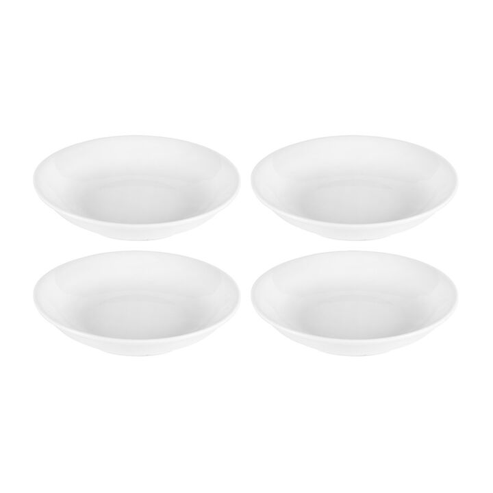Porcelain Delta-Coupe dia.8" h:1.5" 18 oz. Round White Porcelain Deep Plate (Set of 4)