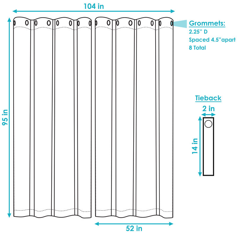Sunnydaze Room Darkening Curtain Panel - Beige - 52 in x 96 in - Set of 2