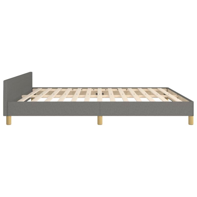 vidaXL Dark Gray King Size Bed Frame with Supportive Legs and Headboard - Durable Polyester Fabric, Plywood Slats for Weight Distribution, Easy Assembly