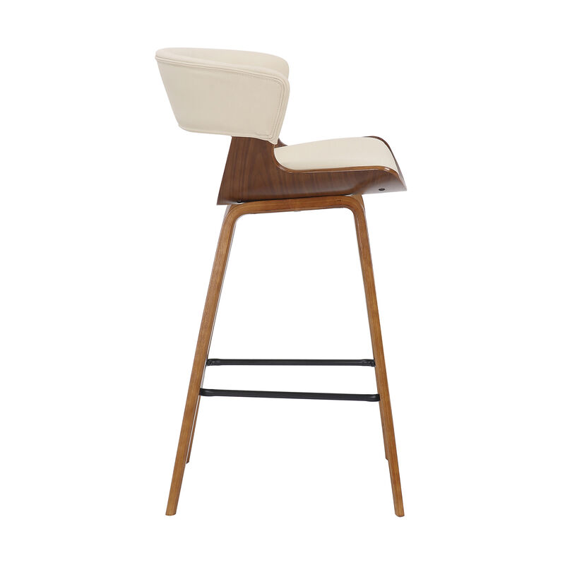 Jagger Modern  Wood and Black Faux Leather Counter Height Barstool