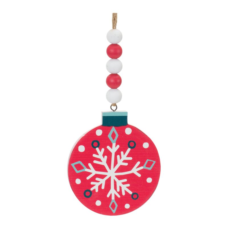 Set of 12 Wood Beaded Snowflake Ornaments – Handcrafted Beaded Snowflakes for Rustic and Natural Holiday Decor