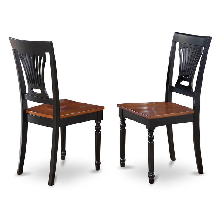 East West Furniture Plainville  Kitchen  dining  Chair  with  Wood  Seat  -  Black  &  Cherry  Finish.,  Set  of  2