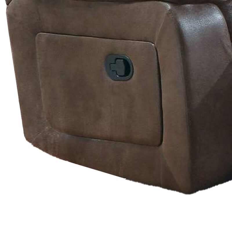 Fabric Manual Recliner Chair with Pillow Top Arms, Brown-Benzara