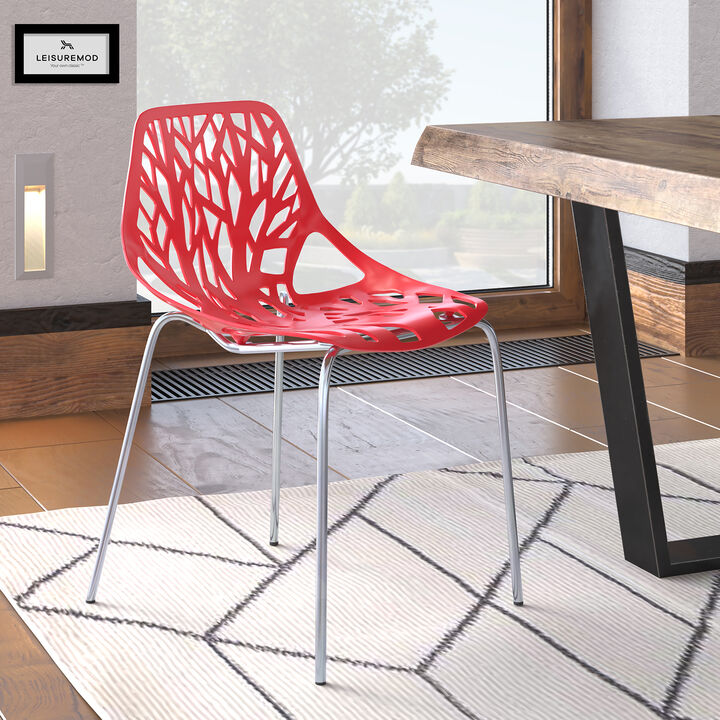 LeisureMod Modern Asbury Dining Chair w/ Chromed Legs
