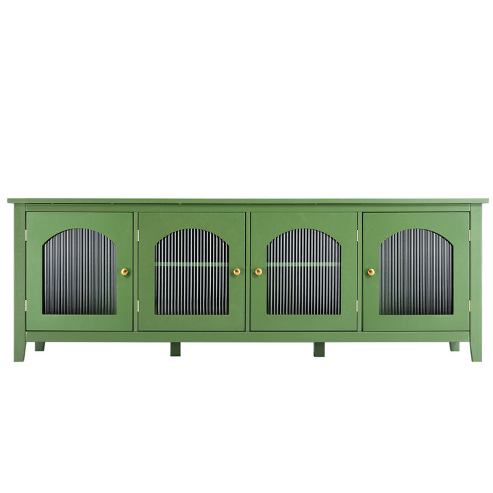 Stylish 71-Inch TV Stand with Antique Green Glass Door