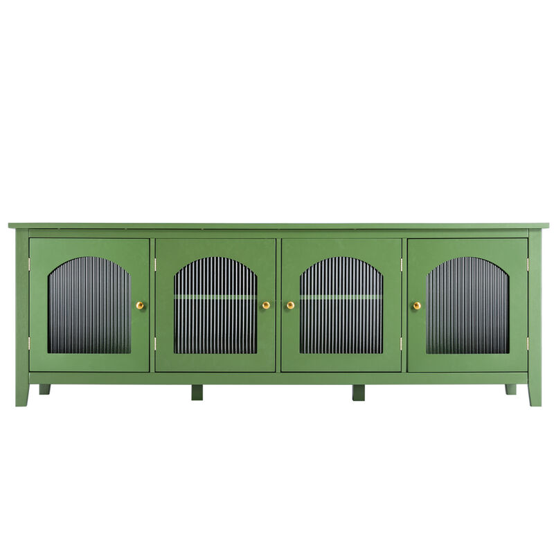 Stylish 71-Inch TV Stand with Antique Green Glass Door
