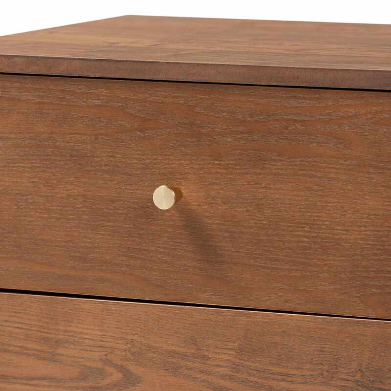Baxton Studio Landis Mid Century Modern Ash Walnut Finished Wood 2 Drawer Nightstand