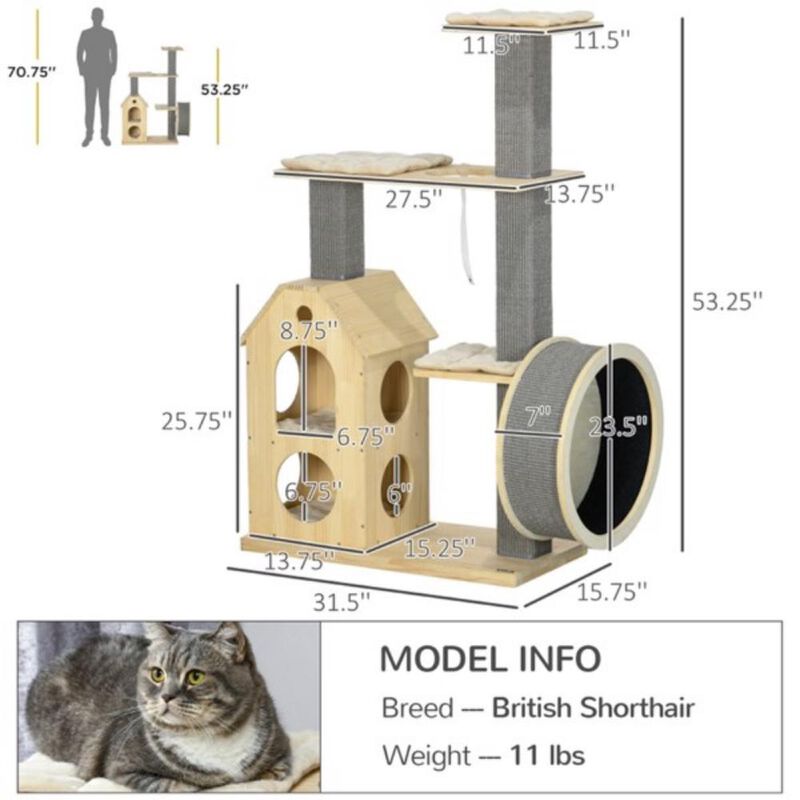 Multi-Level Cat Tree Tower with Scratching Posts, Hideaway Condos & Cozy Perches for Indoor Cats