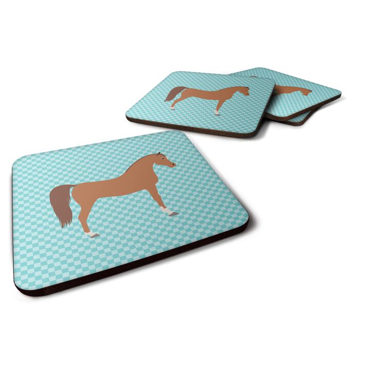 Caroline's Treasures Arabian Horse Blue Check Decorative coasters, 3.5, Multicolor