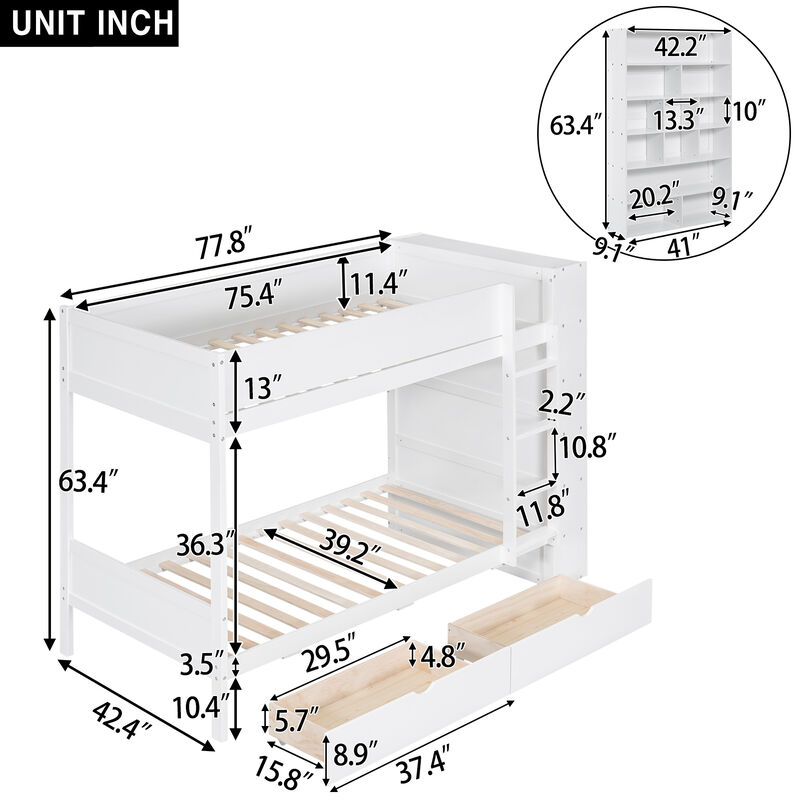 Merax Storage Bunk Bed With 2 Drawers