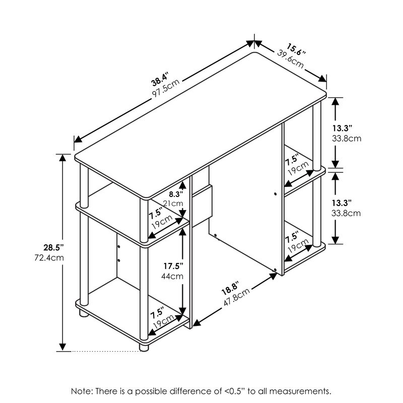Furinno Furinno 15112 JAYA Compact Computer Study Desk  Americano  Stainless Steel Tubes