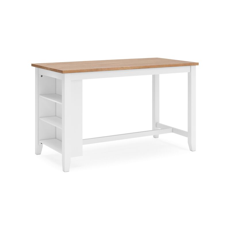 Gasy Counter Height Dining Table, 60 Inch White Brown Mango Wood - Benzara