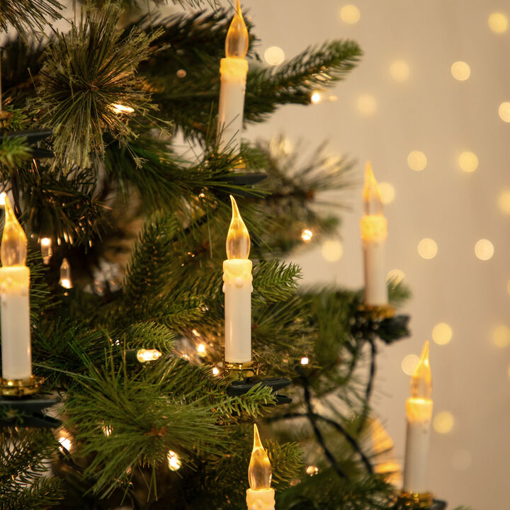 10ct Flickering LED Clip On Candle Christmas Lights  7' Green Wire