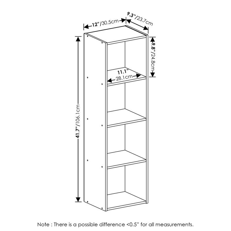 Furinno Luder Bookcase / Book / Storage, 4-Tier Cube, Light Blue/White