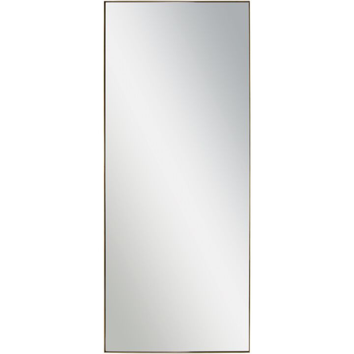 72" Antique Brass Glass Framed Rectangular Wall Mirror