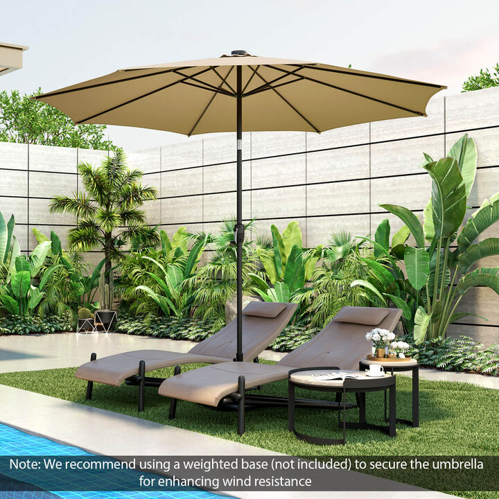 10-Foot Patio Umbrella with 112 Solar LED Lights and Crank Handle