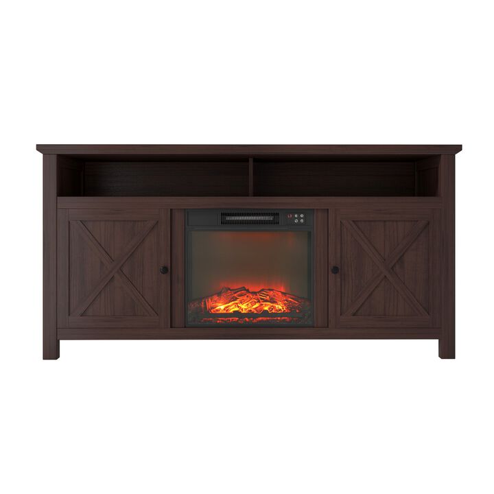 Brown TV Stand Fits TVs up to 60 in. with Electric Fireplace Brown TV Stand Fits TVs up to 60 in. with Electric Fireplace