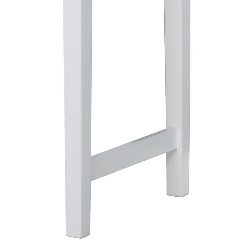 Vanity Set with 9 LED Bulbs and Tapered Block Legs, White-Benzara