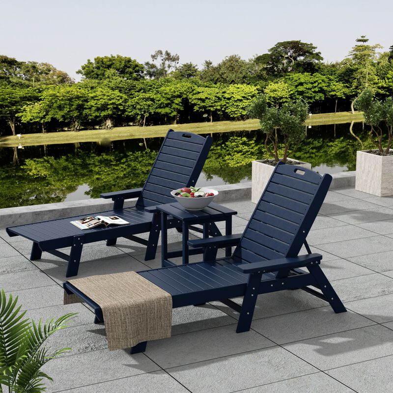 WestinTrends Adirondack Outdoor Chaise Lounge with Side Table Set