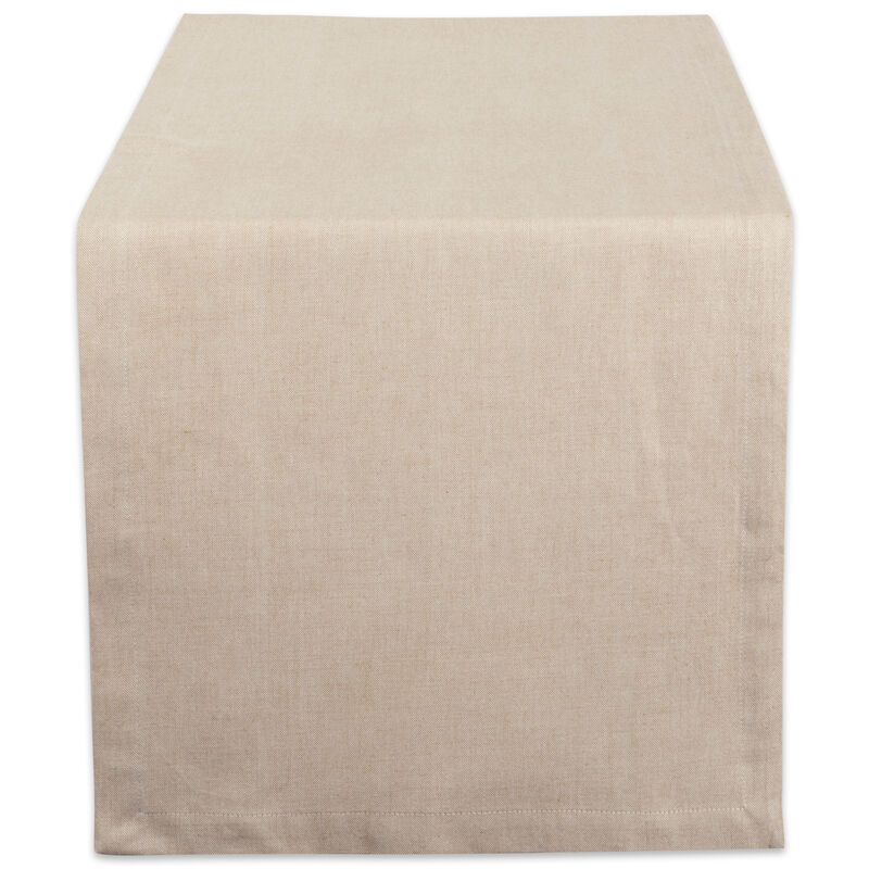 14" x 108" Stark White Solid Chambray Rectangular Table Runner