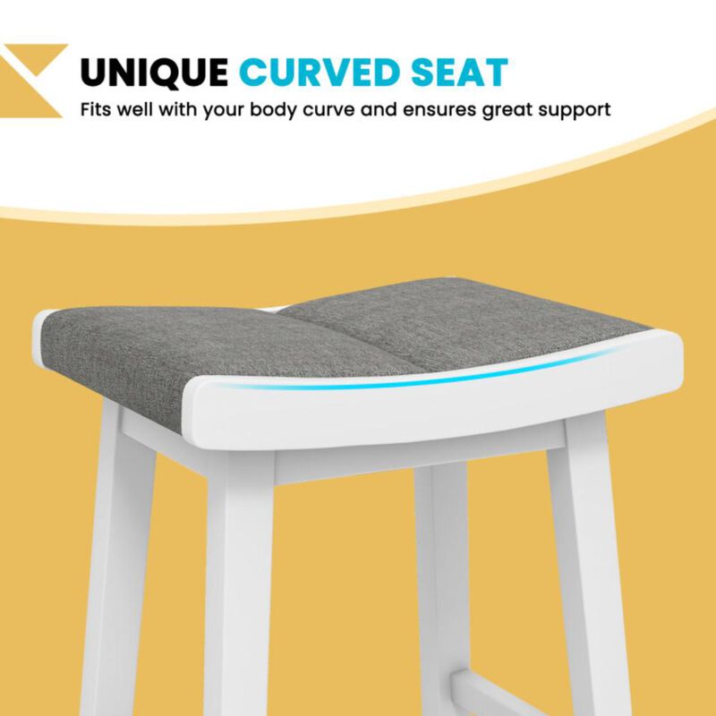 Hivvago 2 Pieces 26/31.5 Inch Upholstered Saddle Barstools with Padded Cushions