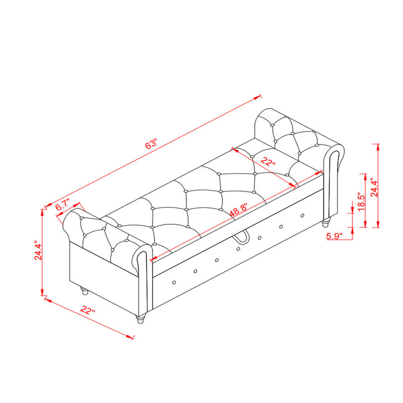 63" Bed Bench Velvet