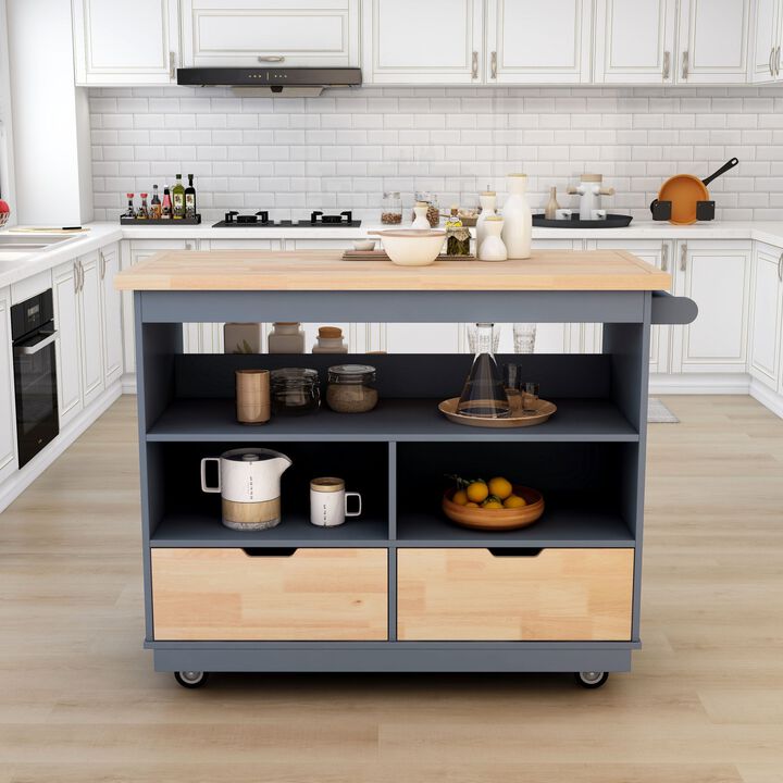 Streamdale Rolling Kitchen Island with Storage and Wine Rack