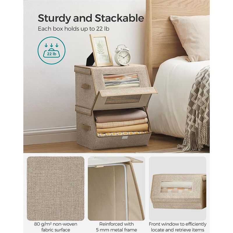 Stackable Storage Boxes – Set of 2 Convenient Organizers for Any Space