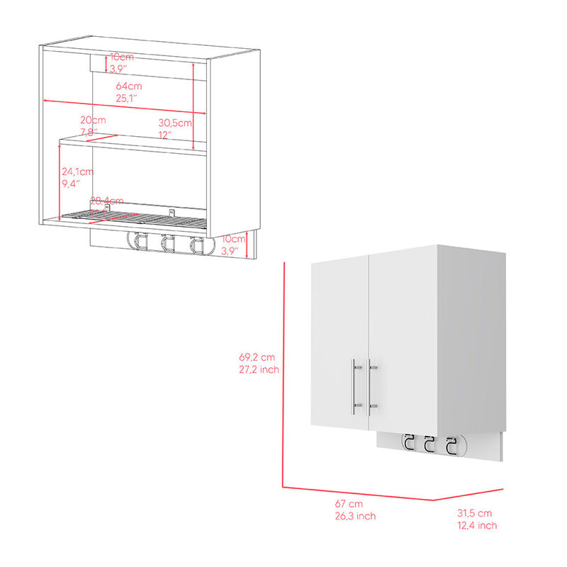 Storage Cabinet Alikuri Wall, Garage, White